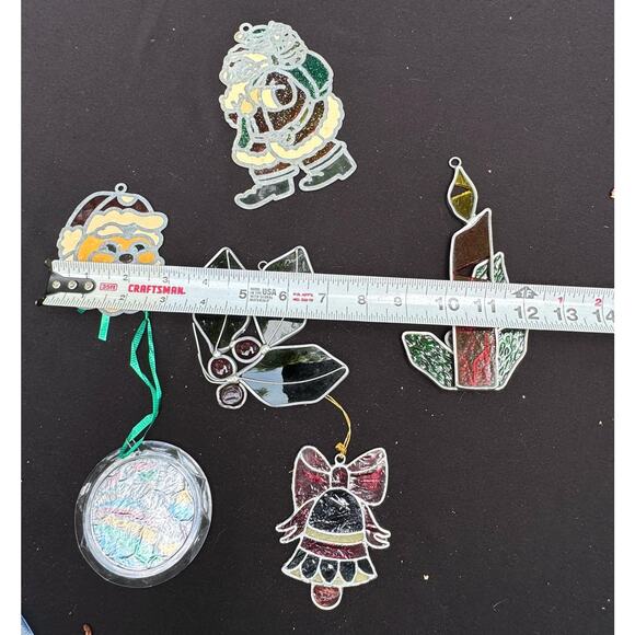 Vintage Lot Of 6 Stained Glass Christmas Suncatchers See Photos -S1C - Picture 9 of 11